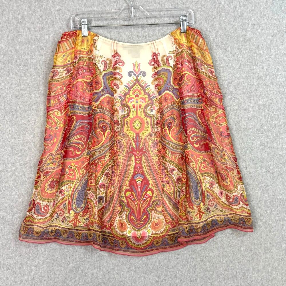 Etcetera 100% Silk Skirt Size 14 Flowy Floral Pastel Feminine Party Event